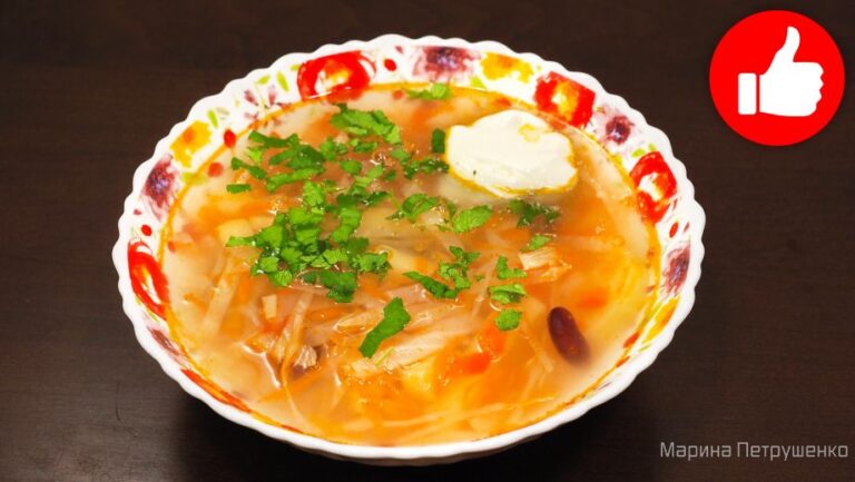 Вкусный постный овощной суп с фасолью в мультиварке