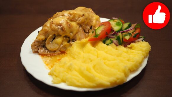 Куриное филе с грибами на пару и картофель на гарнир в мультиварке