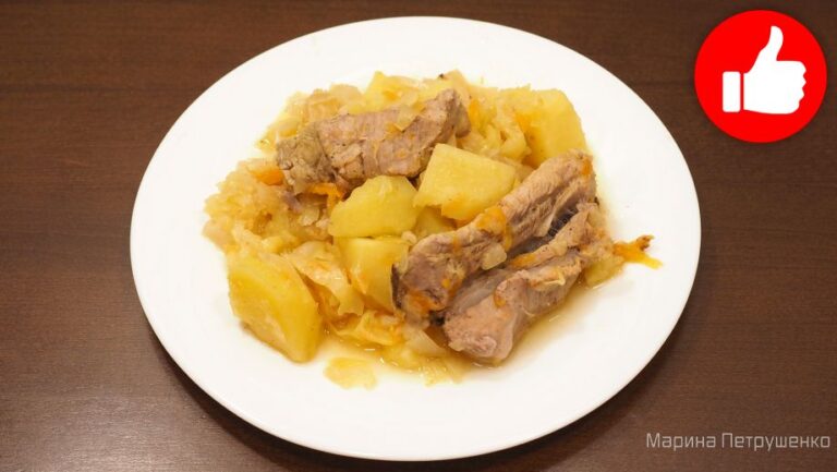 Картофель тушеный с говядиной и овощами в мультиварке