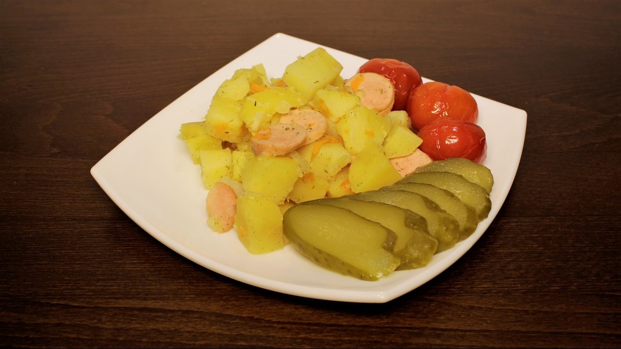 Тушеная картошка с сосисками и чесноком – пошаговый рецепт приготовления с фото