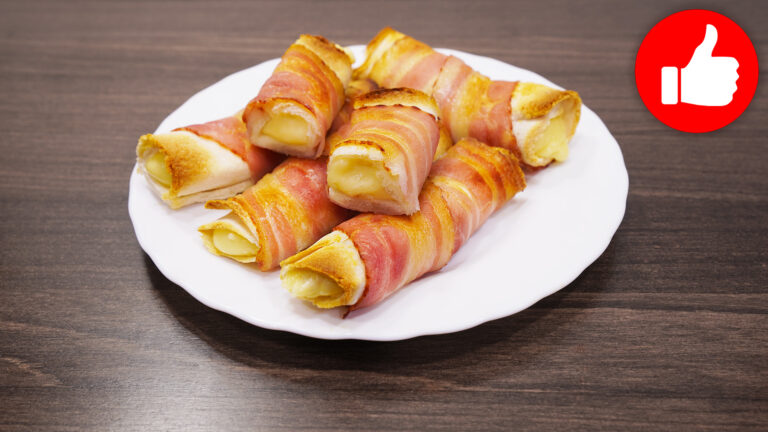 Рулетики с сыром и беконом в аэрогриле