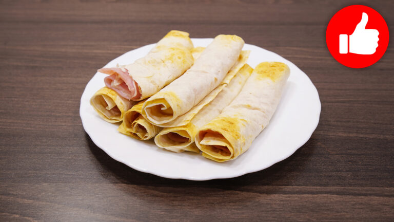 Рулетики из лаваша с ветчиной и сыром в аэрогриле