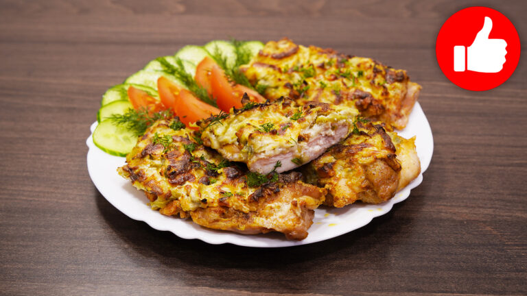 Вкусная курица с огурцами и сыром в аэрогриле