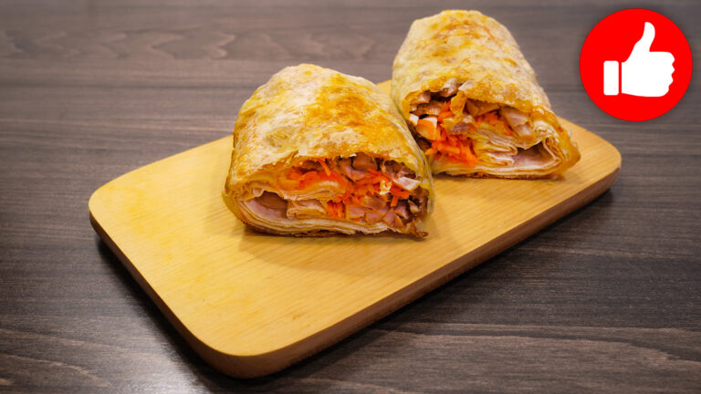 Лаваш с курицей и морковью по-корейски в аэрогриле