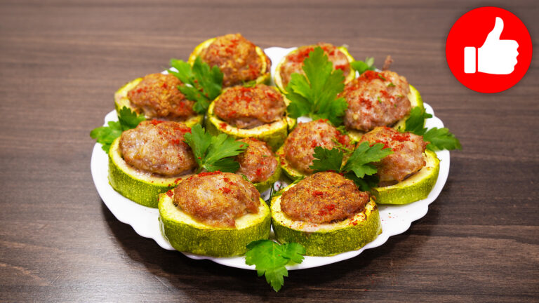 Вкусные кабачки с фаршем в аэрогриле